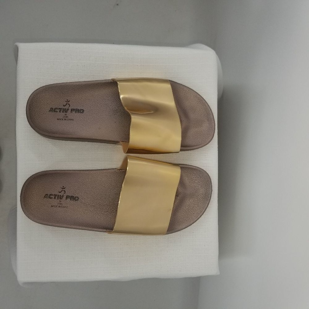 Activ Pro Metallic Gold Slide Sandals - Picture 5 of 10